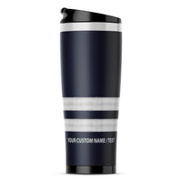Thumbnail for Custom Name & Silver Epaulettes (4,3,2 Lines) Stainless Steel Travel Mugs