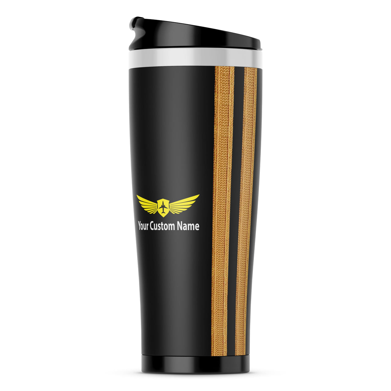 Custom Name & Special Golden Epaulettes (4,3,2 Lines) Stainless Steel Travel Mugs