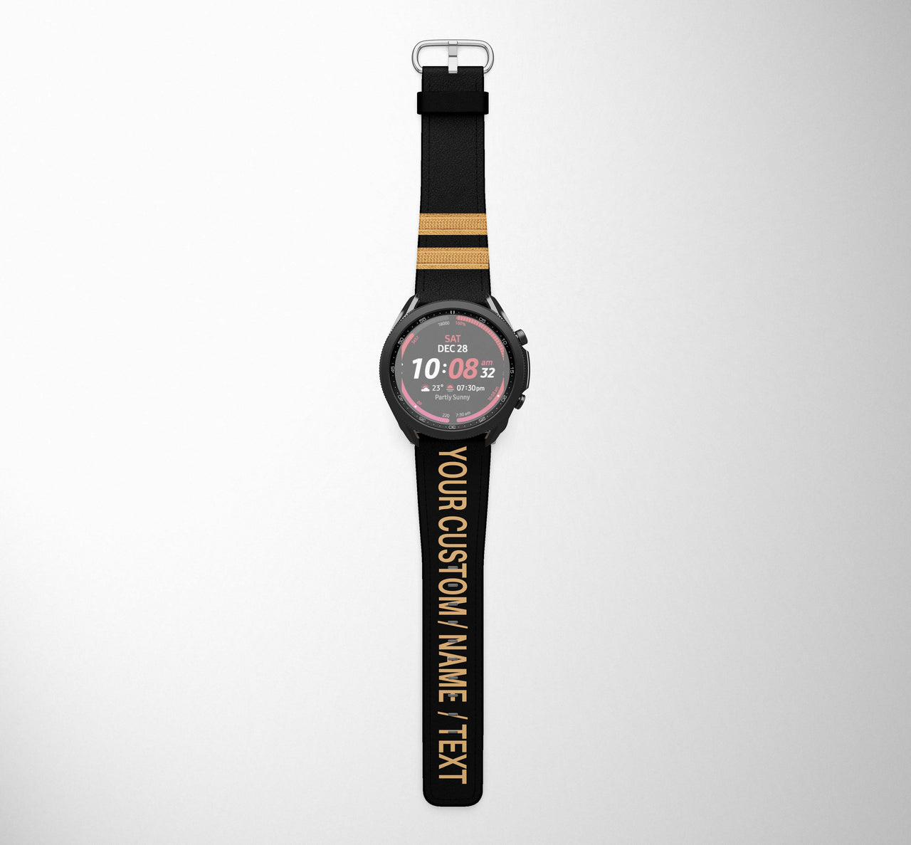 Customizable NAME & Special Pilot Epaulette (4,3,2 Lines) Samsung & Huawei Watch Bands