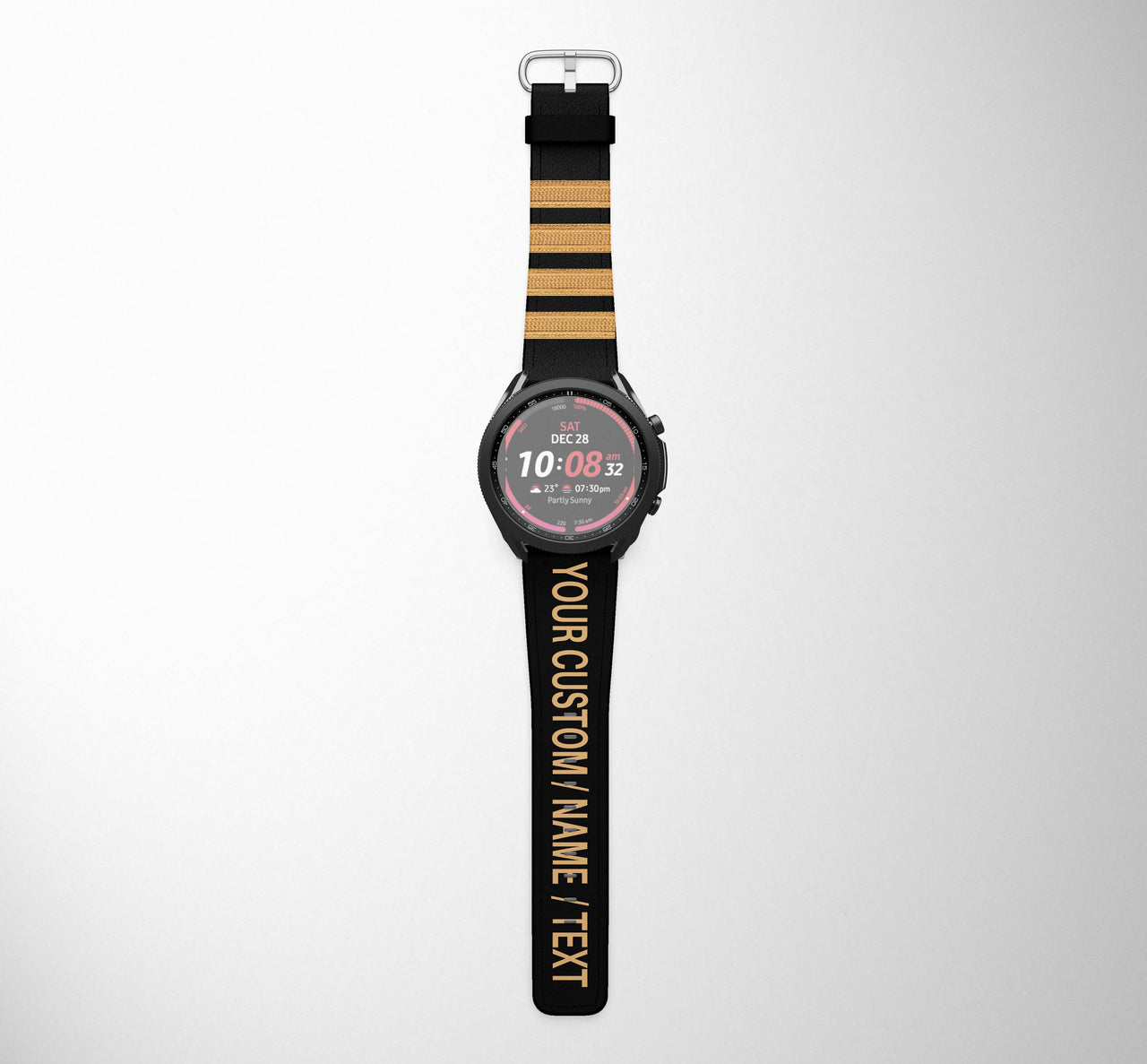 Customizable NAME & Special Pilot Epaulette (4,3,2 Lines) Samsung & Huawei Watch Bands