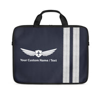Thumbnail for Customizable Name & Silver Pilot Epaulettes (4,3,2 Lines) Laptop & Tablet Bags