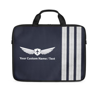 Thumbnail for Customizable Name & Silver Pilot Epaulettes (4,3,2 Lines) Laptop & Tablet Bags