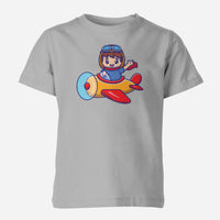 Thumbnail for Cute Boy Driving Plane Cartoon Designed Children T-Shirts
