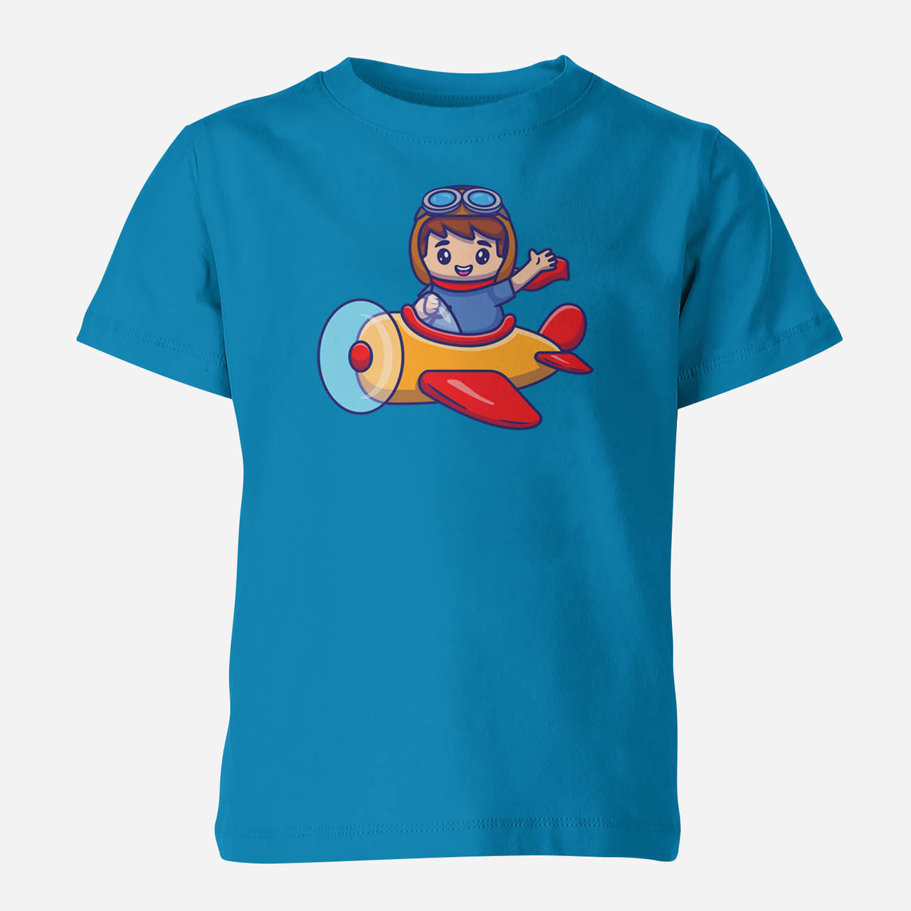 Cute Boy Driving Plane Cartoon Designed Children T-Shirts