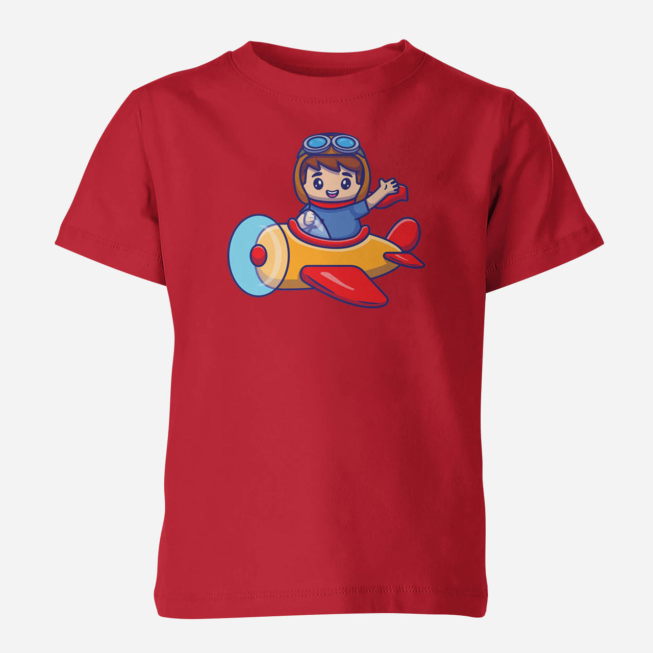 Cute Boy Driving Plane Cartoon Designed Children T-Shirts