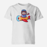 Thumbnail for Cute Boy Driving Plane Cartoon Designed Children T-Shirts
