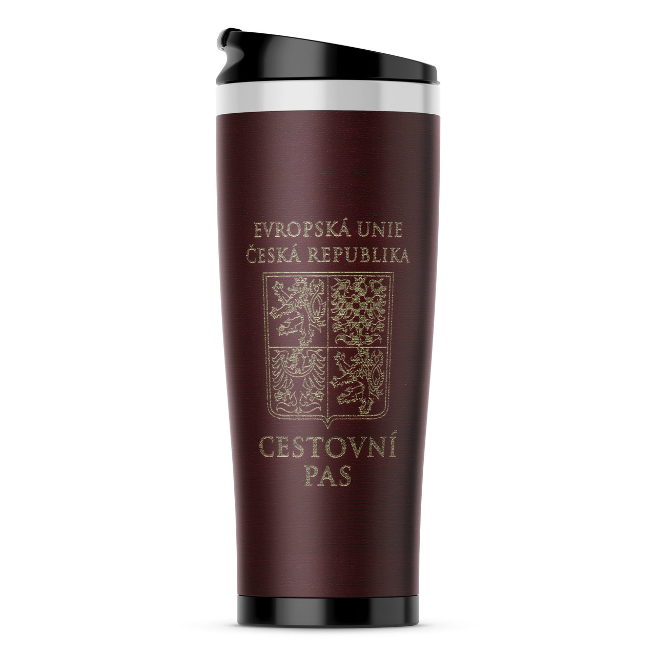 Czech Republic (Czechia) Passport Designed Stainless Steel Travel Mugs