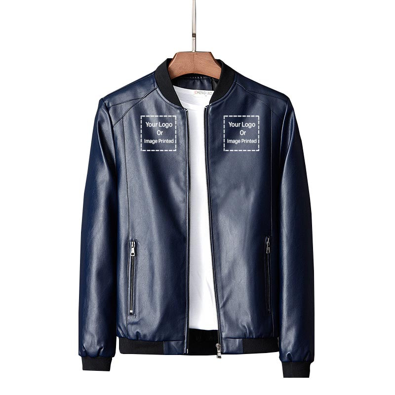 Custom DOUBLE LOGOS Designed PU Leather Jackets