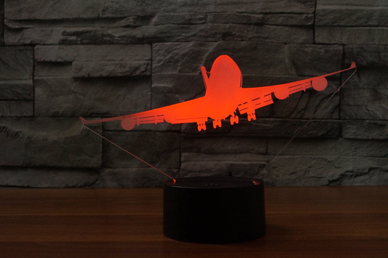 Landing Boeing 747 Silhouette Designed 3D Lamps Pilot Eyes Store 