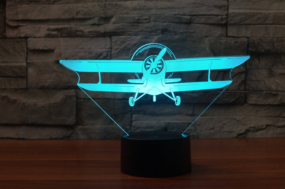 Old Propeller Airplane Designed 3D Lamps Pilot Eyes Store 