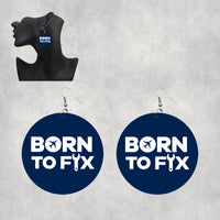 Thumbnail for Born To Fix Airplanes Designed Wooden Drop Earrings