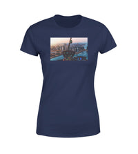 Thumbnail for Amazing City View from Helicopter Cockpit Designed Women T-Shirts