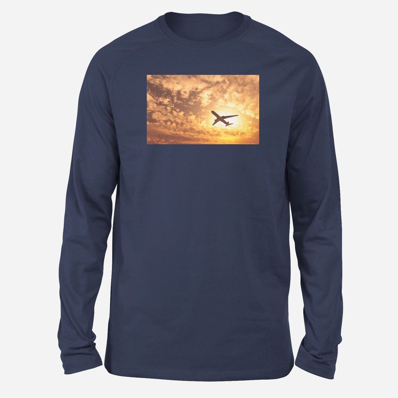 Plane Passing By Designed Long-Sleeve T-Shirts