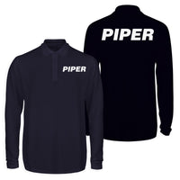 Thumbnail for Piper & Text Designed Long Sleeve Polo T-Shirts (Double-Side)