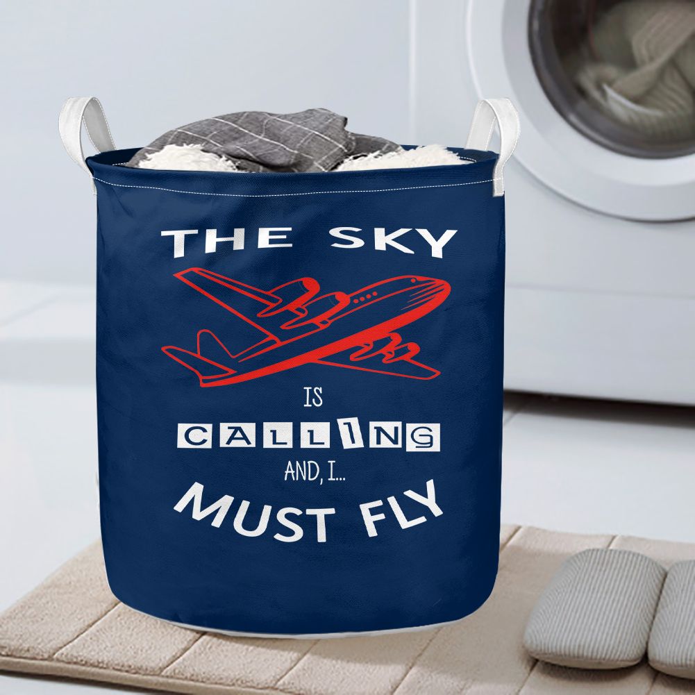 The Sky is Calling and I Must Fly Designed Laundry Baskets