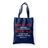 Thumbnail for Rule 1 - Pilot is Always Correct Designed Tote Bags