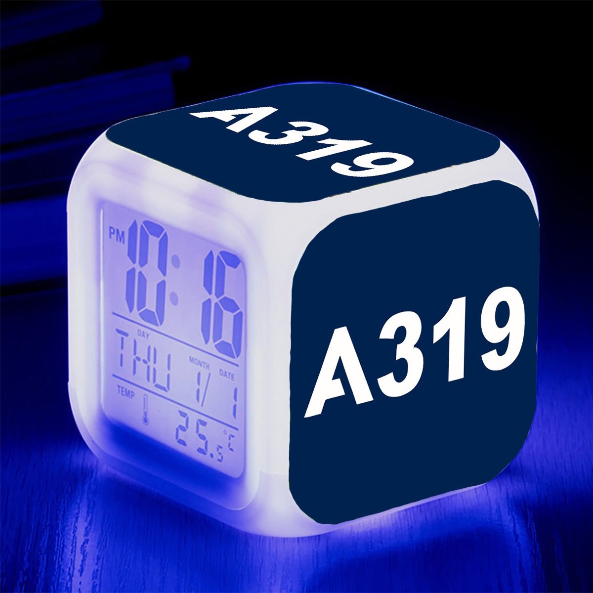 A319 Flat Text Designed "7 Colour" Digital Alarm Clock