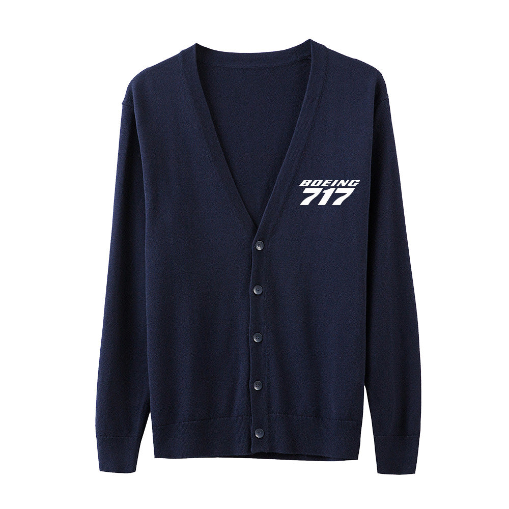Boeing 717 & Text Designed Cardigan Sweaters