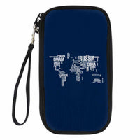 Thumbnail for World Map (Text) Designed Travel Cases & Wallets