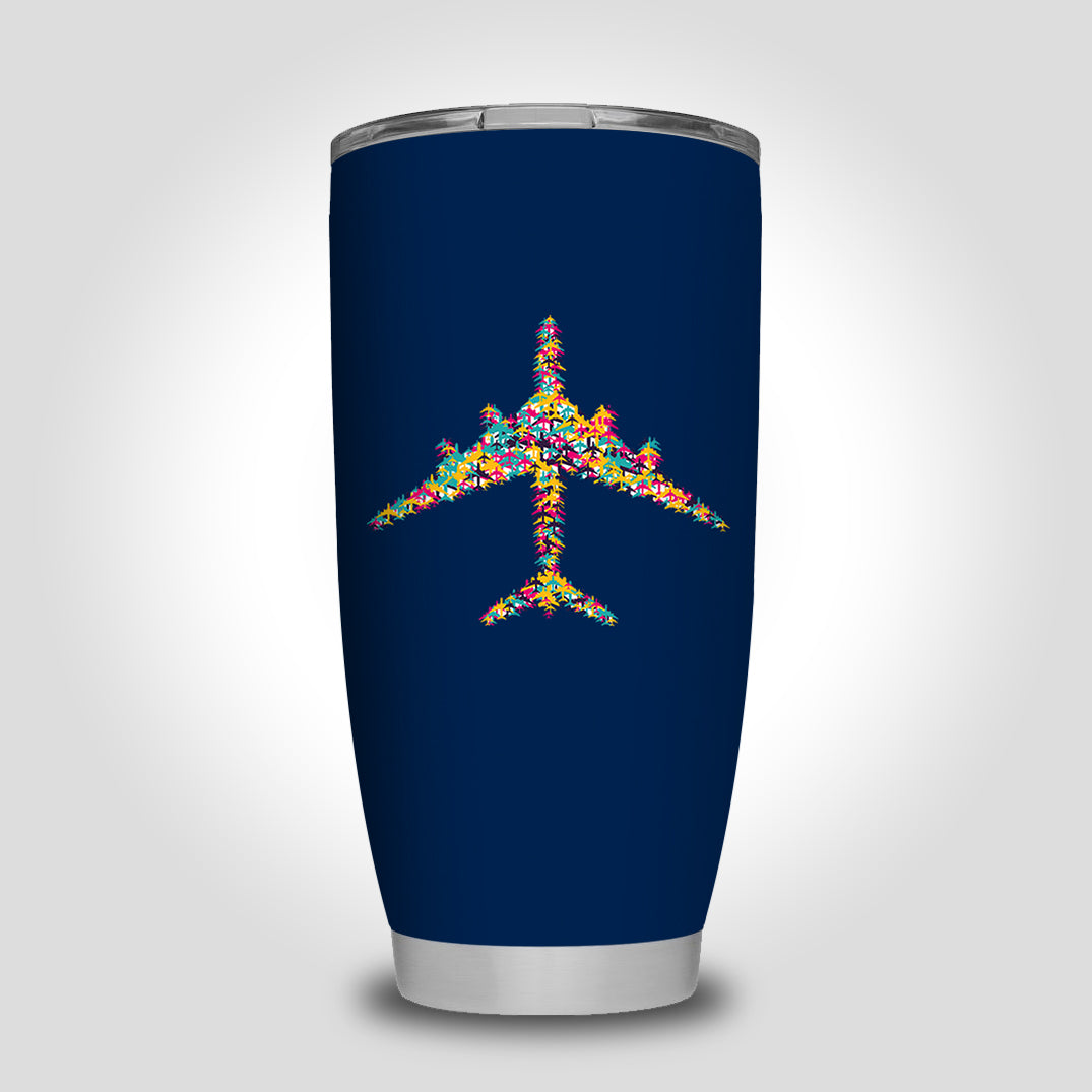 Colourful Airplane Designed Tumbler Travel Mugs