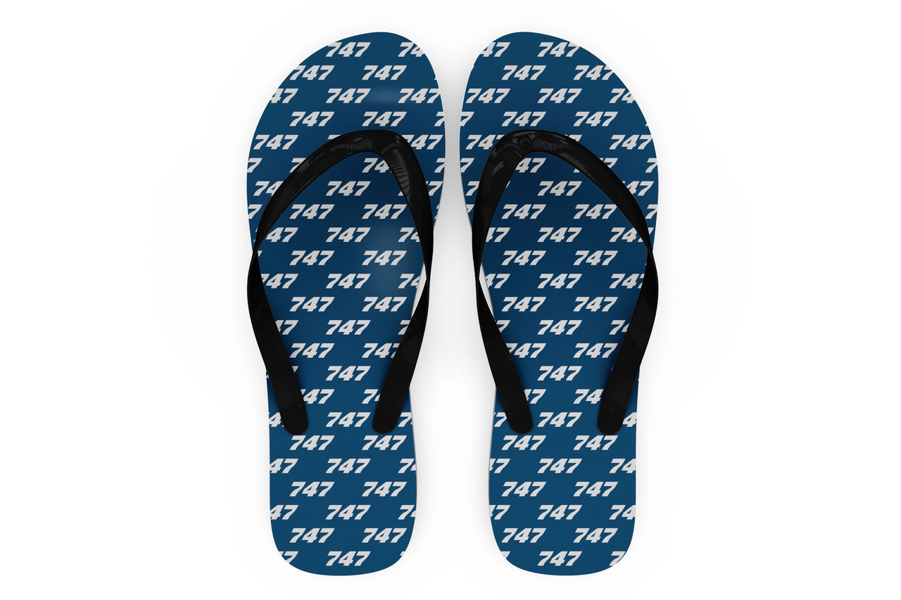 747 Flat Text Designed Slippers (Flip Flops)