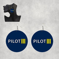 Thumbnail for Pilot & Stripes (3 Lines) Designed Wooden Drop Earrings