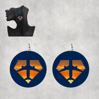 Thumbnail for Supermen of The Skies (Sunset) Designed Wooden Drop Earrings