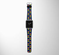 Thumbnail for Flat Colourful 747 Designed Leather Apple Watch Straps
