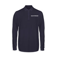 Thumbnail for Gulfstream & Text Designed Long Sleeve Polo T-Shirts