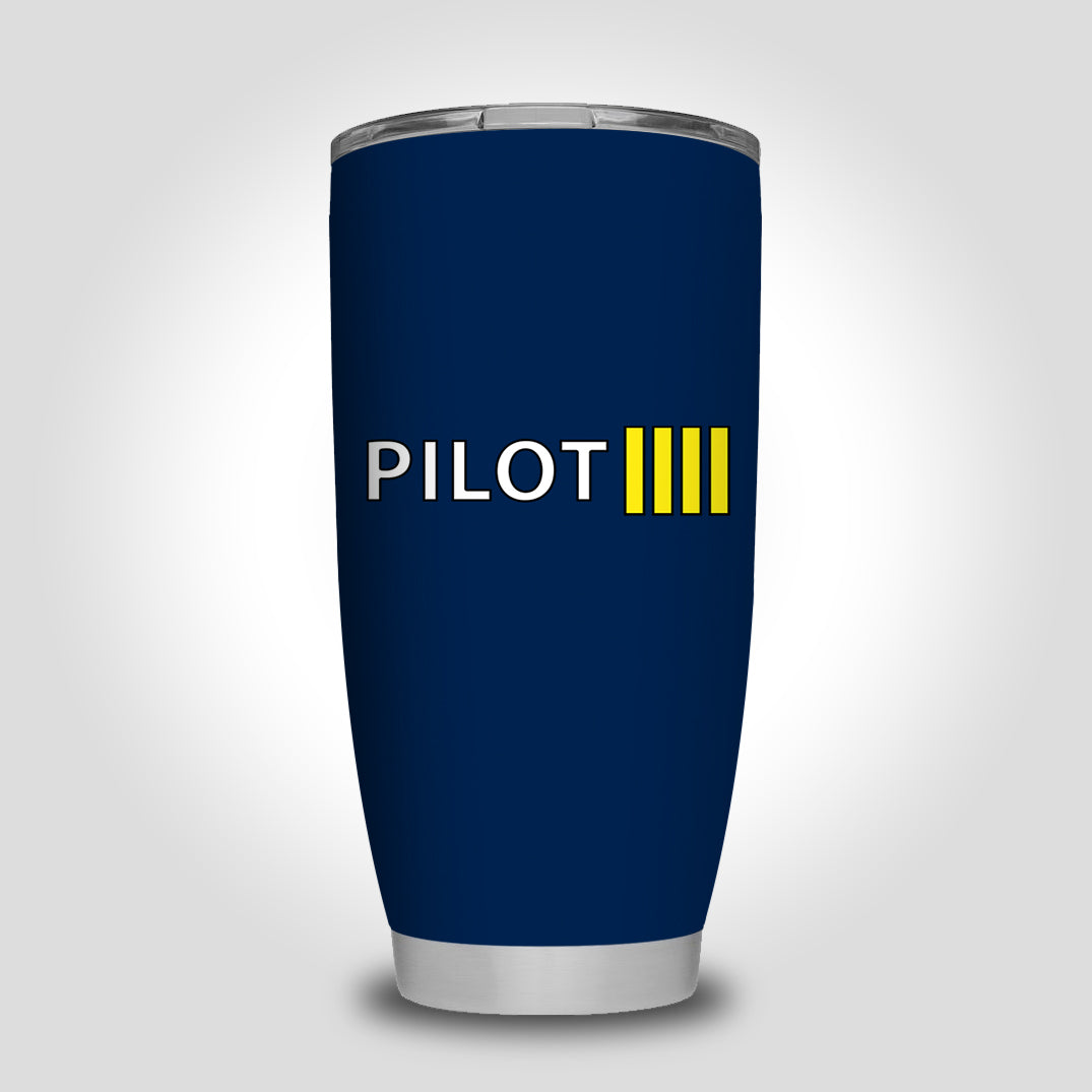 Pilot & Stripes (4 Lines) Designed Tumbler Travel Mugs