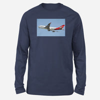 Thumbnail for Departing Qantas Boeing 747 Designed Long-Sleeve T-Shirts