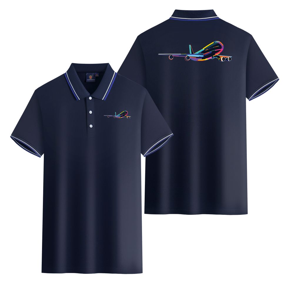 Multicolor Airplane Designed Stylish Polo T-Shirts (Double-Side)