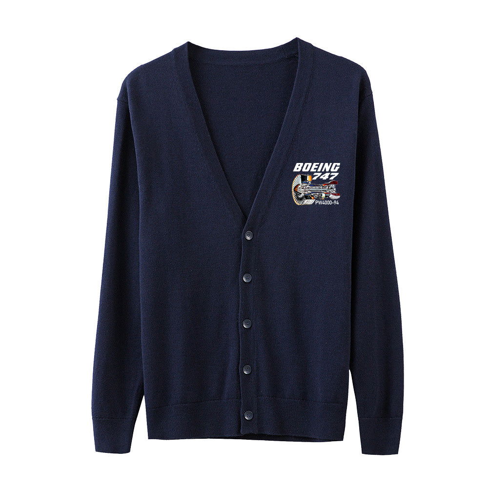 Boeing 747 & PW4000-94 Engine Designed Cardigan Sweaters