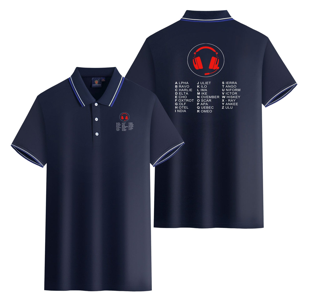 Aviation Alphabet 3 Designed Stylish Polo T-Shirts (Double-Side)