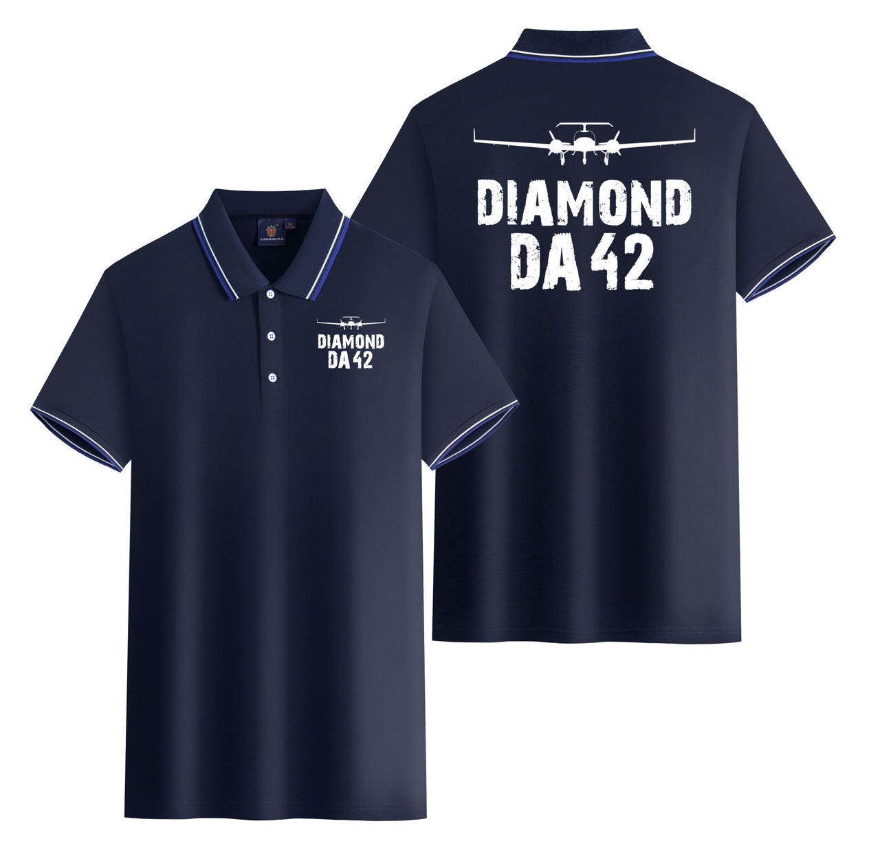Diamond DA42 & Plane Designed Stylish Polo T-Shirts (Double-Side)