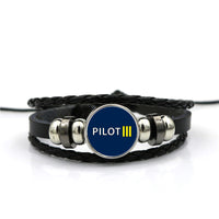 Thumbnail for Pilot & Stripes (3 Lines) Designed Leather Bracelets