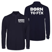 Thumbnail for Born To Fix Airplanes Designed Long Sleeve Polo T-Shirts (Double-Side)