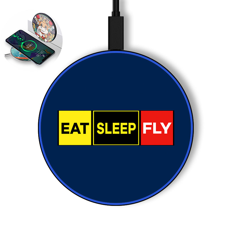 Eat Sleep Fly (Colourful) Designed Wireless Chargers
