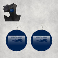 Thumbnail for Airbus A350XWB & Dots Designed Wooden Drop Earrings