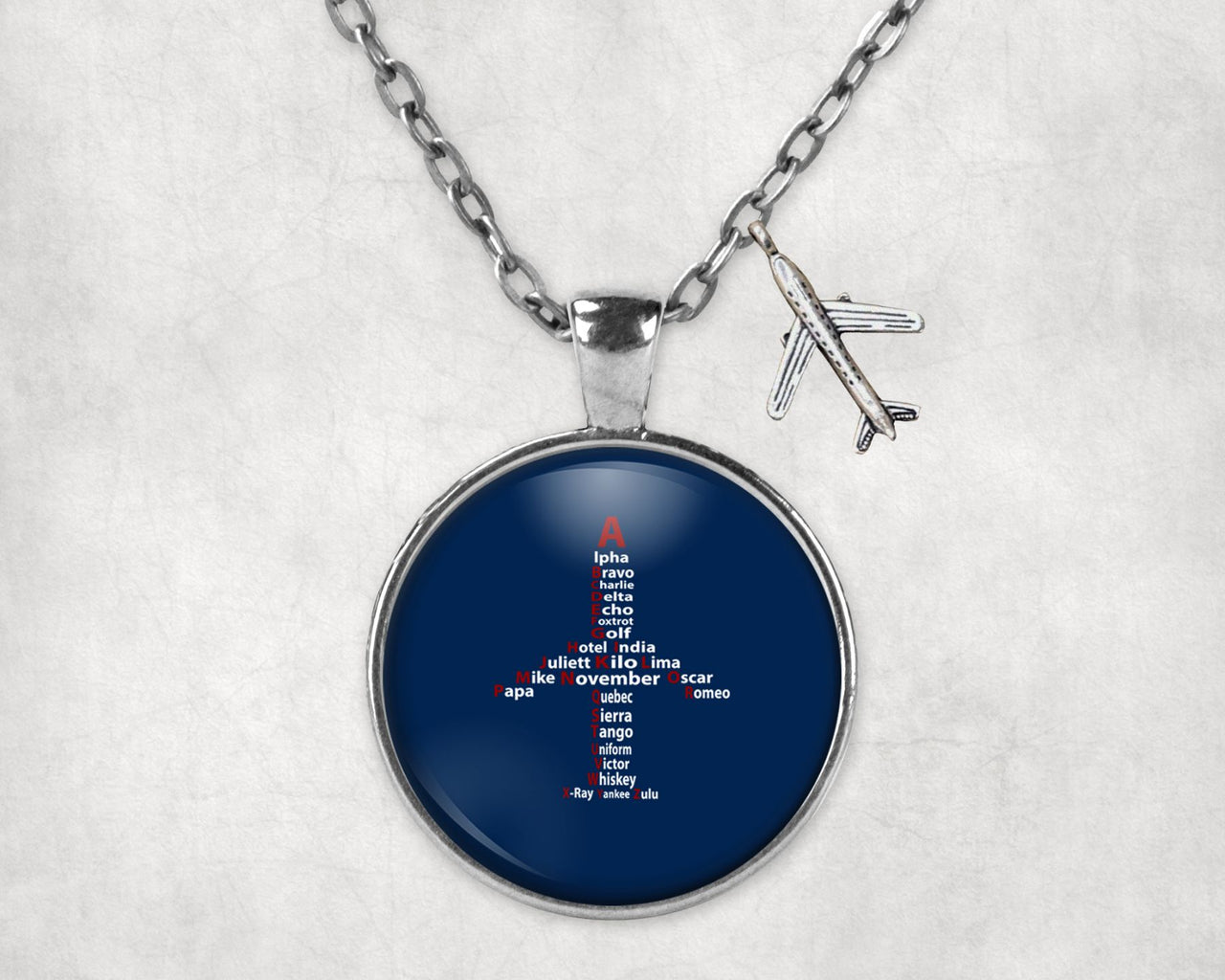 Airplane Shape Aviation Alphabet Designed Necklaces