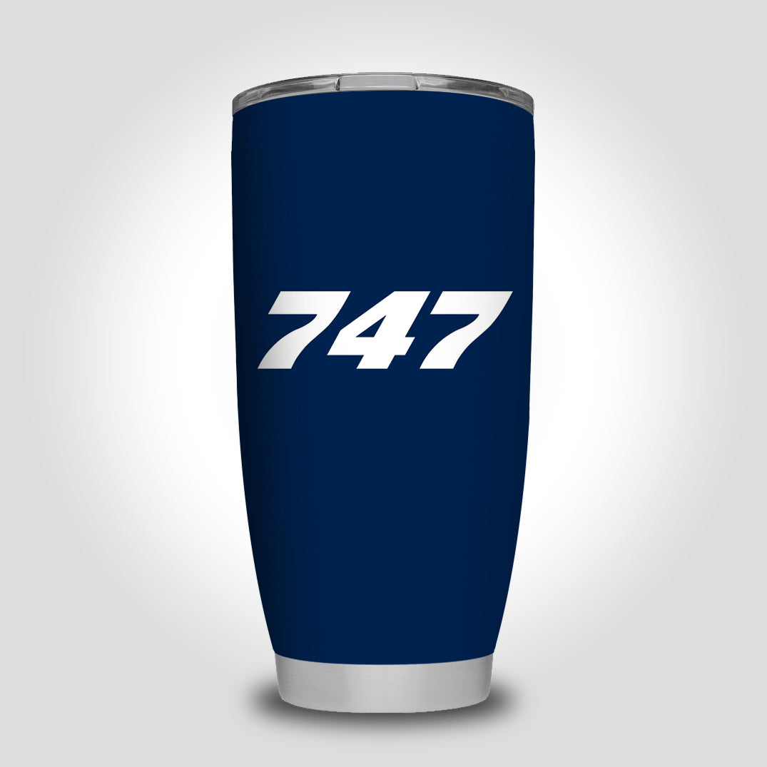 747 Flat Text Designed Tumbler Travel Mugs