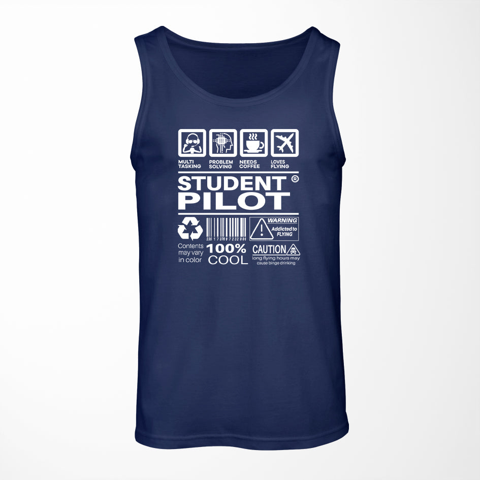 Student Pilot Label Designed Tank Tops