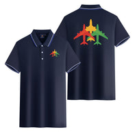 Thumbnail for Colourful 3 Airplanes Designed Stylish Polo T-Shirts (Double-Side)