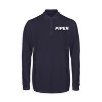 Thumbnail for Piper & Text Designed Long Sleeve Polo T-Shirts