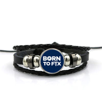 Thumbnail for Born To Fix Airplanes Designed Leather Bracelets