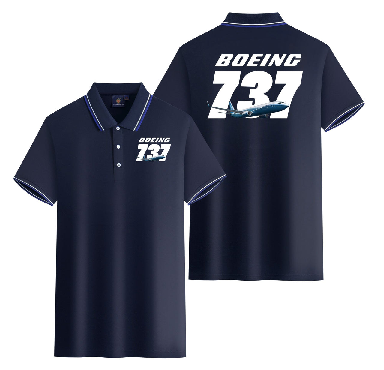 Super Boeing 737+Text Designed Stylish Polo T-Shirts (Double-Side)