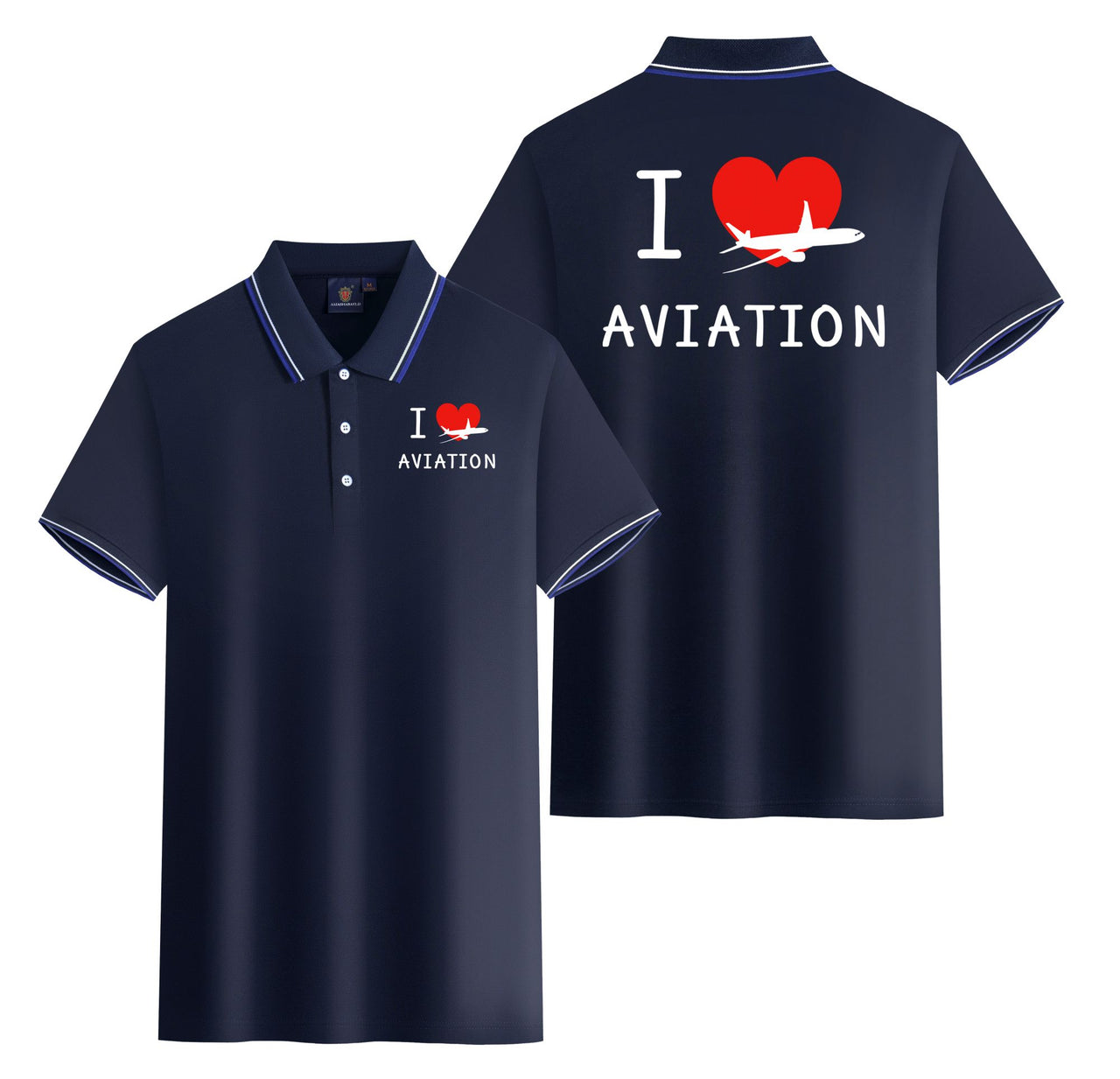 I Love Aviation Designed Stylish Polo T-Shirts (Double-Side)