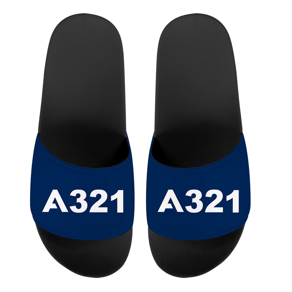 A321 Flat Text Designed Sport Slippers