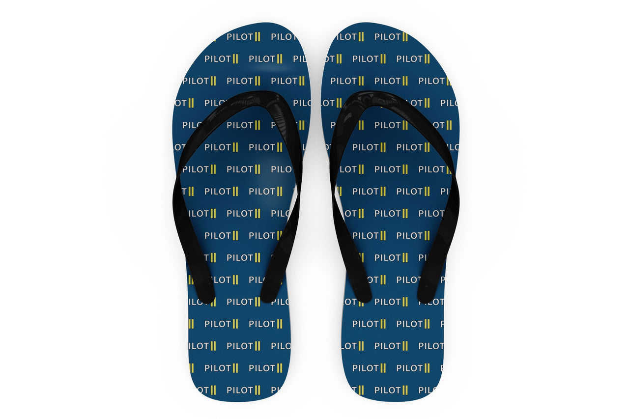 Pilot & Stripes (2 Lines) Designed Slippers (Flip Flops)