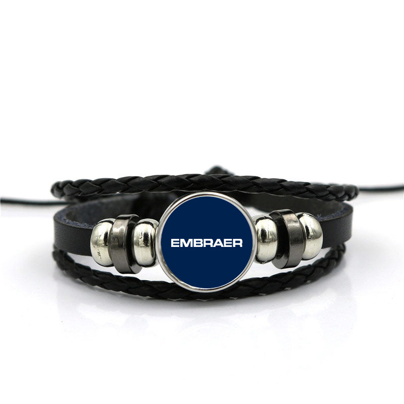 Embraer & Text Designed Leather Bracelets